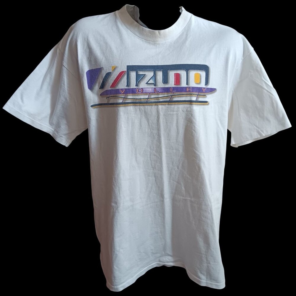 Vintage XL T-shirt Single Stitch Mizuno Volley Ball 100% Cotton Made In USA 90s